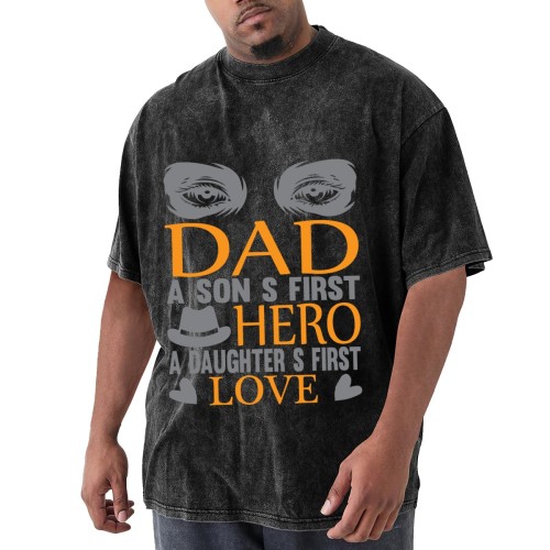 Men’s single-sided washed T-shirt (GSM230g) – DTF designed example