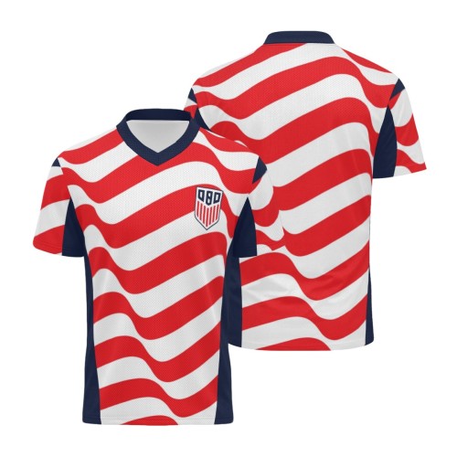 V-neck men’s jersey (mesh fabric) designed example