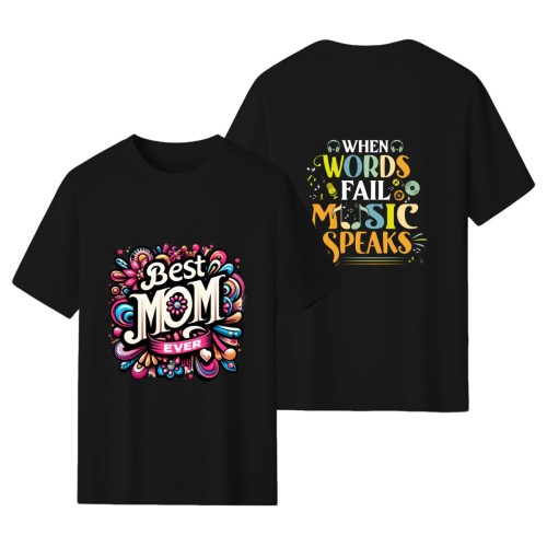 Women’s double-sided printed T-shirt (GSM180g) – DTF process designed example