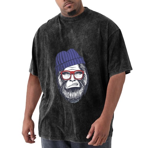 Men’s single-sided washed T-shirt (GSM230g) – DTF designed example