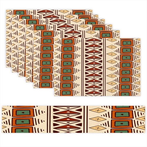A set of 6 pieces of placemats and table flags designed example