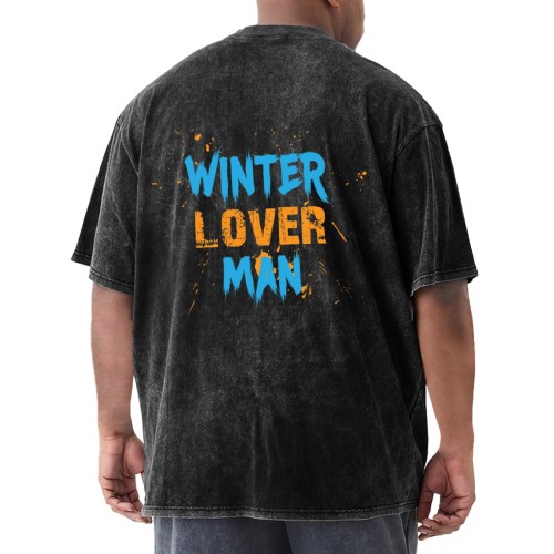 Men’s single-sided washed T-shirt (GSM230g) – DTF designed example