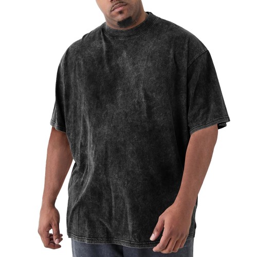 Men’s single-sided washed T-shirt (GSM230g) – DTF finished example