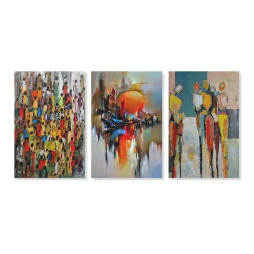 Triptych without frame (American straight hair) designed example