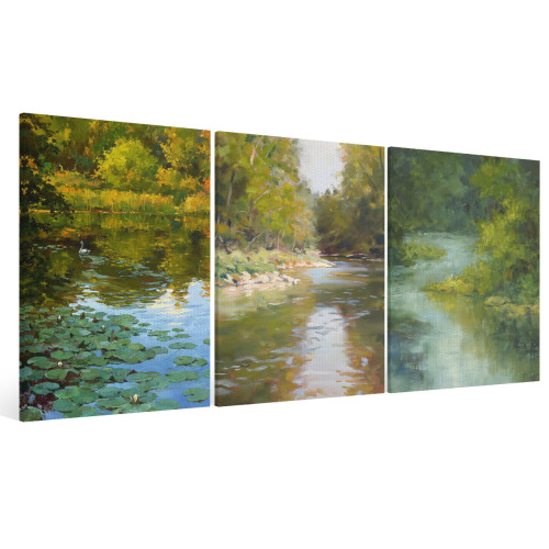 Frameless triptych 3:4(US straight hair) designed example