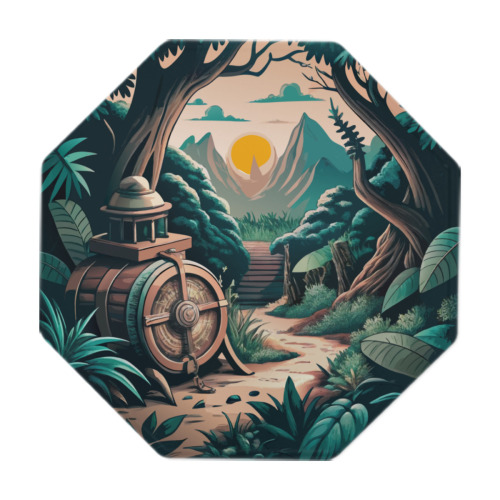 Octagonal iron plate hanging painting designed example